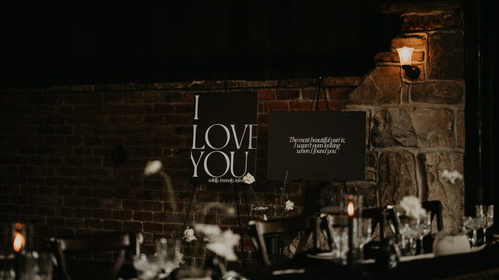 Detail shot of wedding stationery at The Willow Marsh Farm.