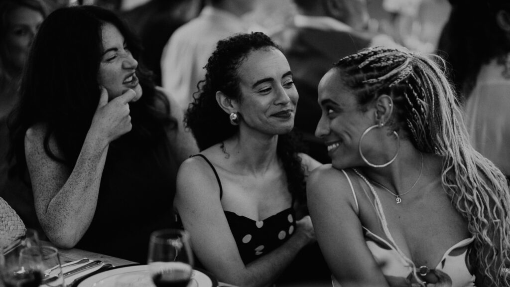 Guests react to speeches at 100 Barrington.