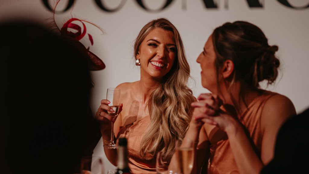 Wedding guests reaction to groom's speech at Shoreditch Studios.