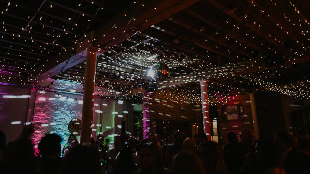 the dance floor at 100 Barrington during a wedding.