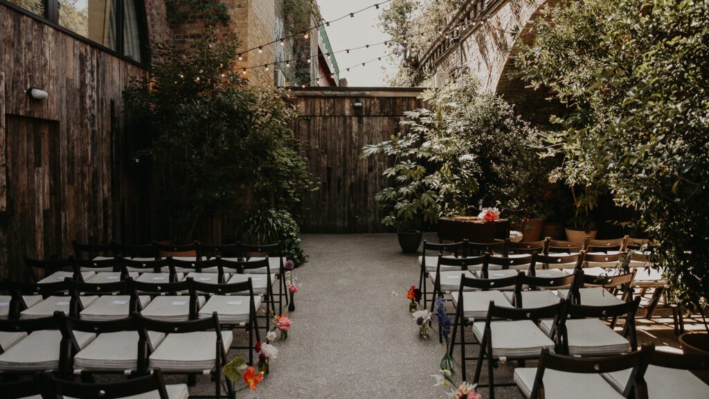 100 Barrington set up for an outside ceremony.