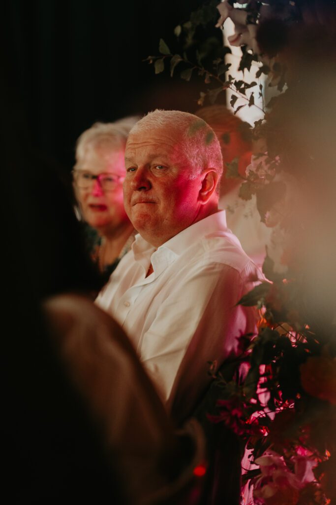 Groom's Dad gets emotional during his son's speech at The Paintworks in Bristol. 