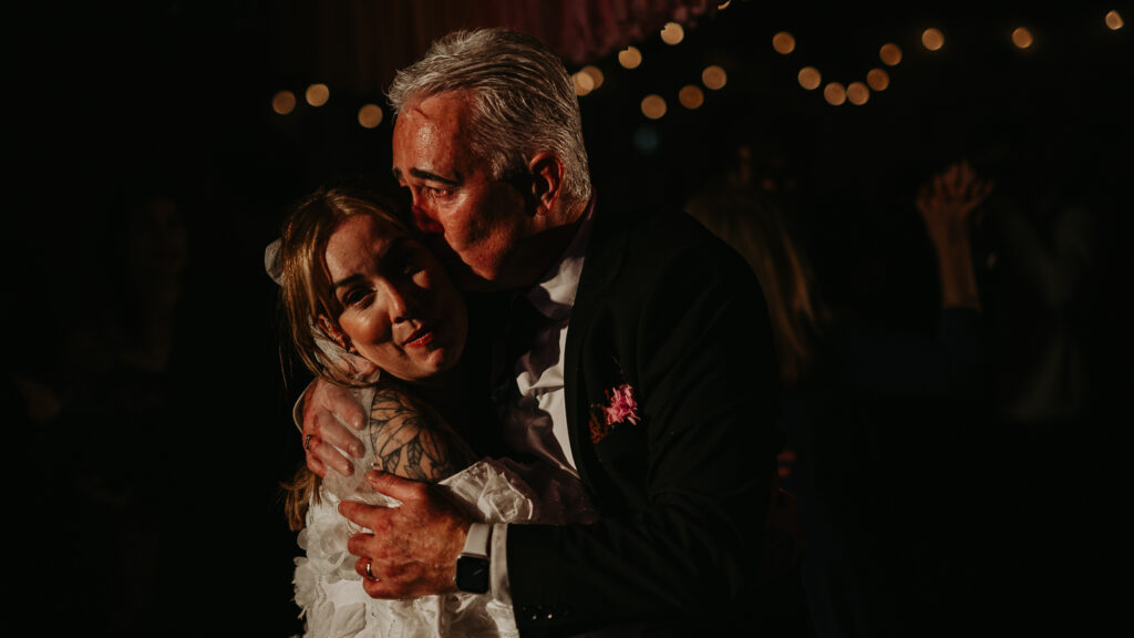 Bride and her father dance at her wedding in Digbeth.