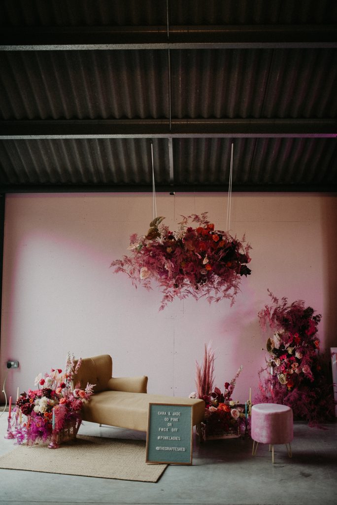 An awesome styled shoot at The Giraffe Shed. The venue is a cool industrial barn in the welsh hills near Newtown, it has the most amazing light for a wedding venue. This set up was styled by Luna and the Lane and has some of the most awesome bright colours for a wedding.