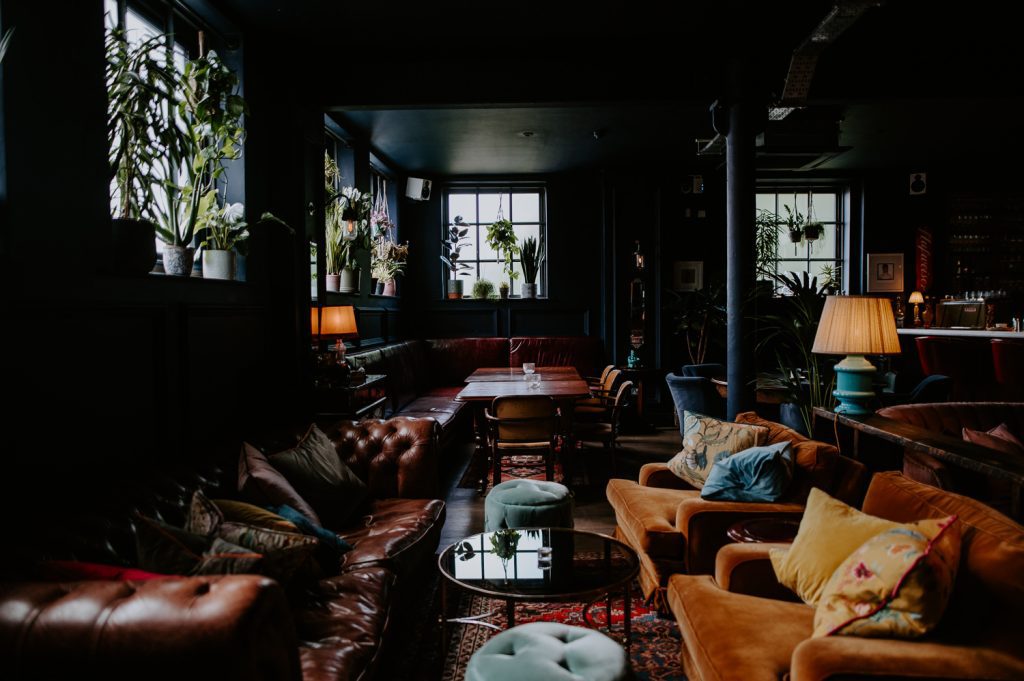 Moody light coming into the bar at Five Four Studios.