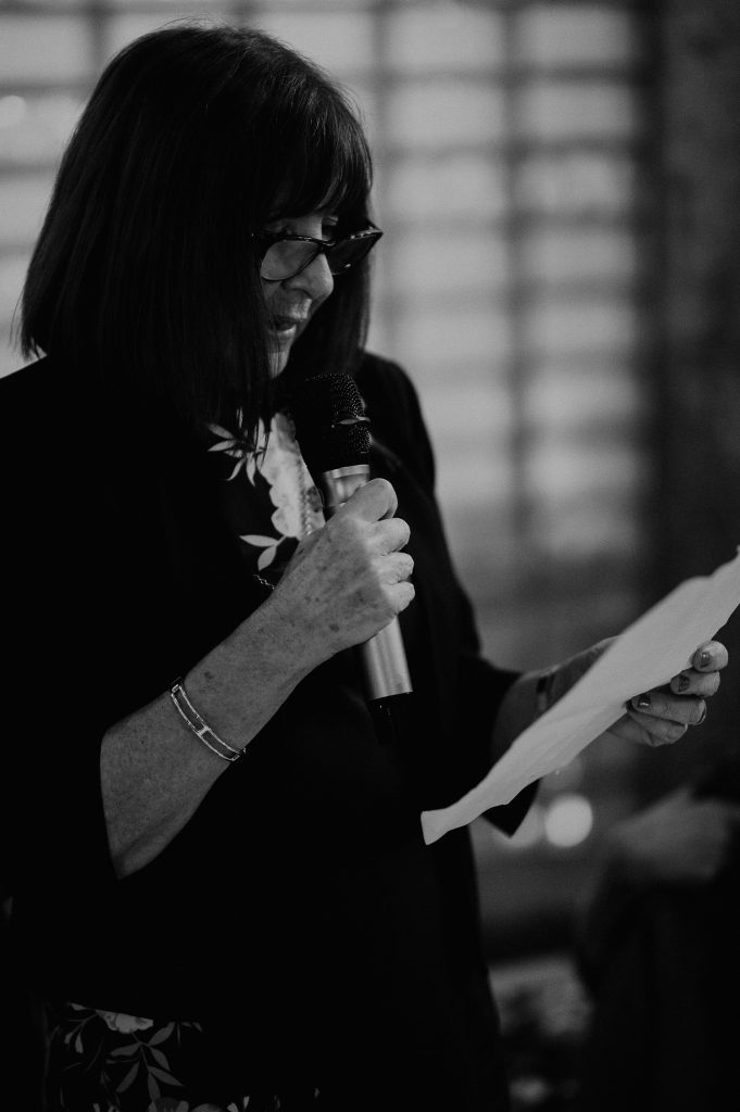 A mother of the bride delivers her speech at Clapton Country Club in London.